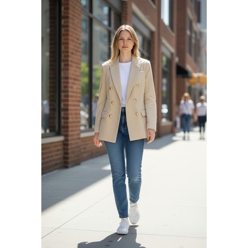 NWT Rowing Blazers x Target Sport Coat Womens Ivory Corduroy Double Breasted - M